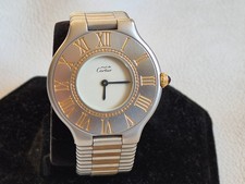 Must de Cartier 21 Quartz 31MM Uhr Stahl Gold Roman Dial Unpolished