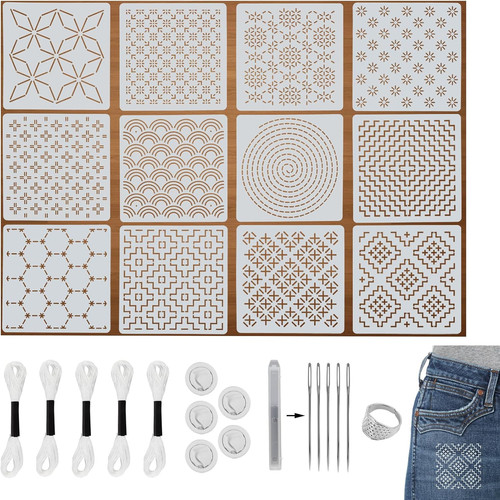 Sashiko stickschablonen set - stickschablonen,