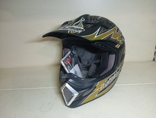 Motorradhelm Lazer MX7 Hotrod Schwarz Gold S DEFEKTES VISIER