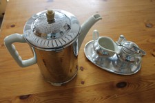 Alte Thermisol Kaffekanne von Bauscher mit Milchkännchen und Zuckerdose