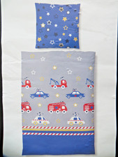 Bettwäsche 135 x 100 Kissen 60 x 40 cm Feuerwehr Polizei Bettbezug Baumwolle