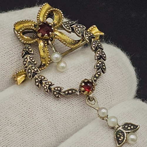 Granat silber trachten brosche - trachten,