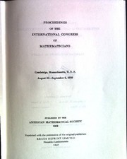 Proceedings of the International Congress of Mathematicians; Cambridge,  1122176