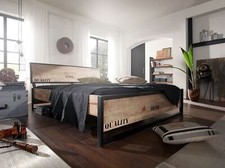 Bett Ehebett massiv Eisen Doppelbett Holzbett Mango Massivholz bedruckt 200x200