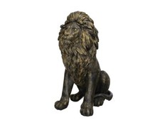 Sitzender Löwe Gartenfigur Goldfarben aus Kunstharz groß H: 135 cm -11529-