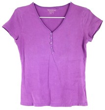 C&A T-Shirt Damen Oberteil Shirt Sommer Basic Stretch Knöpfe Gr. M Lila