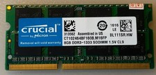 Crucial 8GB DDR3 1333 MHz Laptop Memory 1,5 V CL9