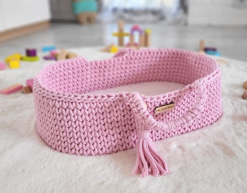 Boho babykorb aus baumwolle - babykorb,