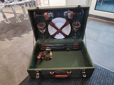 Picknickkorb HYDE PARK Set für 4 Personen hochwertig, olive-grüner Stoffbezug 