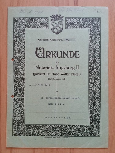 Original dokument notarurkunde - dokument,