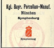 Kgl. Bayr. Porzellan-Manufaktur München NYMPHENBURG  Trademark 1912