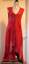 Zuza Bart Leinen Strickkleid kirschrot Rosen Boho M knit dress cherry red