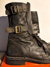 KICKERS Damen Stiefelette/Schnallen/Schwarz/Leder/EU 40 Gebraucht Wie neu ?