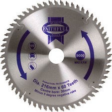 Faithfull TCT Kreuzschnitt Gehrungssägeblatt 216 mm 60T 30 mm