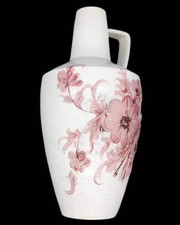 Vintage Keramikvase mit Blumenmuster – Craquelé Glasur – 33,5 cm