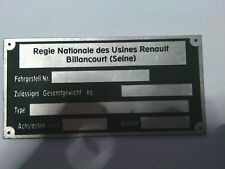 Typenschild Renault schild ID-plate Alu s61 