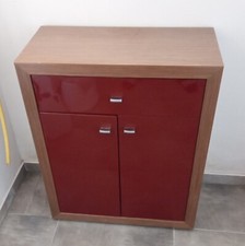 Sideboard Kommode kleiner Schrank Lack bordeauxrot Holz Dekor dunkel B 73 x H 90