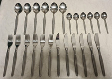 Vintage! 24tlg. Edelstahl 18/8 Besteck mit Perl-Muster für sechs Personen