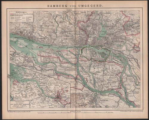 Landkarte map 1898 hamburg - 1898:,
