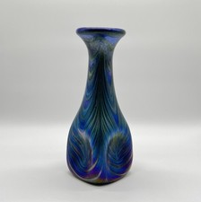 Antike Jugendstil Glas Vase • Irisierend • Blau • Art Nouveau • Loetz Stil