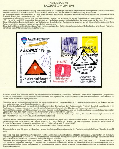 Raketenpost anlässlich