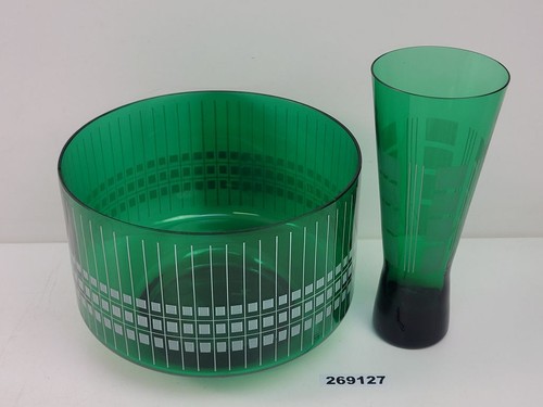 Glasschale und vase ddr grün - glasschale,