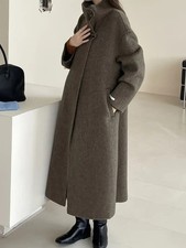 Brauner Damen Wollmantel Lang