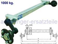 1000 kg. Achse für Anhänger - AM: 1140 mm  AS: 5*112 - ungebremste Anhängerachse