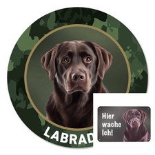 Labrador Autoaufkleber Sticker Zaunschild Hundeschild Türschild "Hier wache ich"