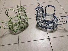 Zwei Metallkörbe als Huhn Obstkorb Sammelkorb je B 32 cm Drahtkorb Eisenkorb Tra