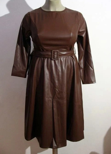Leder imitat kleid braun - leder,