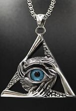 Auge der Vorsehung Anhänger Edelstahl 316L Halskette Dreieck Hand Biker KE151A