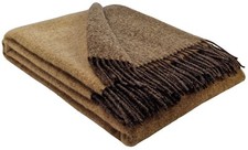 Wolldecke 100% Schurwolle Wohndecke Plaid Decke 140x200cm Braun-Hellbraun