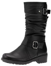 Damen Winterstiefel Stiefel Boots Gefüttert Leder-Optik Warmfutter Reißverschluß
