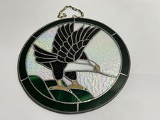 Fensterglas, Fensterbild Adler, Bleiverglast, Rund 33cm Top Zustand