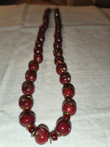 Vintage glasperlen kette rot - glasperlen,