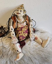 Antike Marionette Myanmar-Birma Handmade Gelenkpuppe Holz Puppentheater Asien...