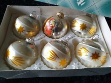 Weihnachtsschmuck, Christbaumschmuck 6 Glas Kugeln, 1x Weihnachtsmann mit Küken