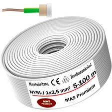 5-100m Feuchtraumkabel Stromkabel Mantelleitung NYM-J 1x2,5 mm² Elektrokabel