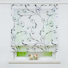 Raffrollo mit Klettband Blumen Raffgardine Küche Gardine ohne Bohren Modern Weiß