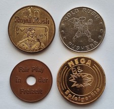 4 MEDAILLEN - MERKUR / MEGA / TOKEN / JETONS / SPIELAUTOMAT - SELTEN