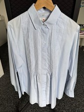 Daniels & Korff Damen Bluse Langarm Hellblau gestreift Größe 46 - 100% Baumwolle