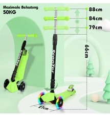 Kinderroller höhenverstellbar Kickroller LED Räder Scooter Faltbar bis 50KG