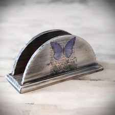 Vintage Serviettenhalter 15,5x5,5x7 cm Landhaus Shabby Holz Serviette Handarbeit