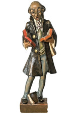 Handgeschnitzte Holzfigur -Grödnertal - "Der Bücherwurm" von Carl Spitzweg