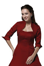 HBH Hochzeit Festlich Satin Bolero Jacke 3/4 Ärmeln,Size 32-58, Ivory +4 Farben