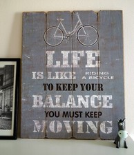 LIFE IS LIKE  RIDING A BICYCLE TO KEEP YOUR BALANCE  HABITAT MDF Deko 40 x 50