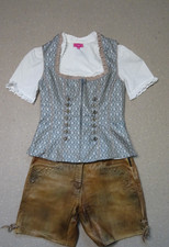 Damen Mieder Oberteil Corsage mit Trachtenbluse Tracht Gr.36 2-teilig Bergweiss