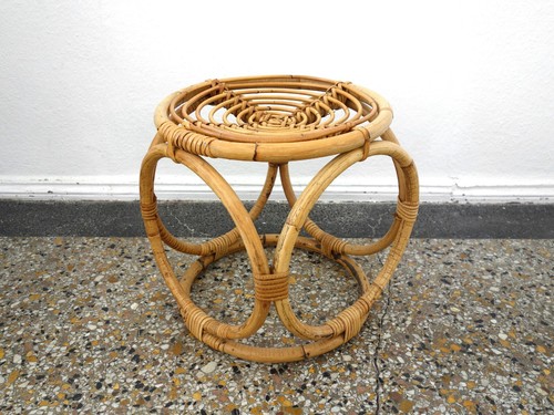 Bambus rattan hocker 50er mid - hocker,