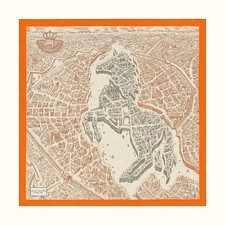 Hermes Schal Scarf Stola La Cite Cavaliere Orange Kaschmir Seide Auth Carre 140